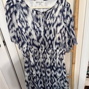 Navy and White Tie-Dye Dress